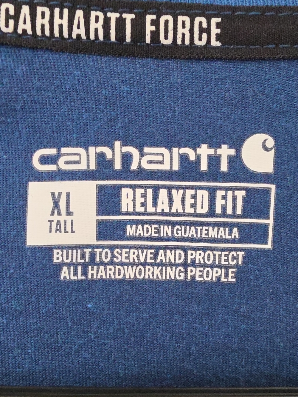 Carhartt Blue Relaxed Fit XLT Force Work Shirt Short Sleeve Tee
